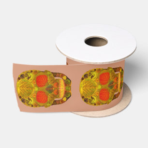 Aspen Leaf Skull 12 Satin Ribbon