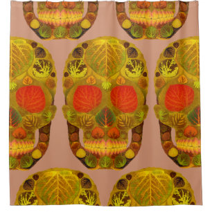 Aspen Leaf Skull 12 Shower Curtain