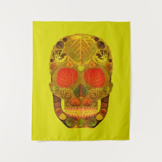 Aspen Leaf Skull 12 Tapestry (Front)