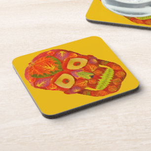 Aspen Leaf Skull 16 Coaster