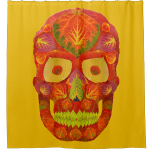 Aspen Leaf Skull 16 Shower Curtain