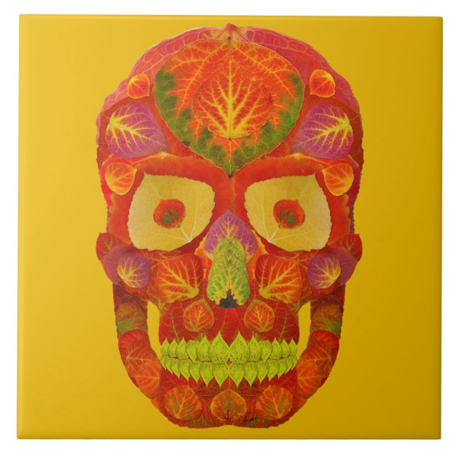 Aspen Leaf Skull 16 Tile (Front)
