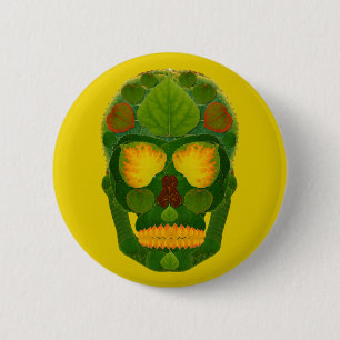 Aspen Leaf Skull 9 6 Cm Round Badge