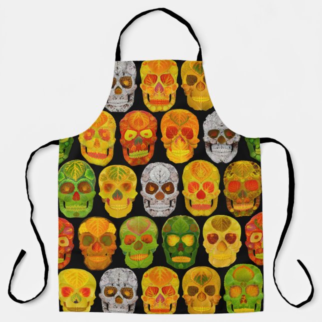 Aspen Leaf Skulls seamless pattern 2018 Apron (Front)