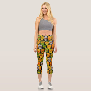 Aspen Leaf Skulls seamless pattern 2018 Capri Leggings
