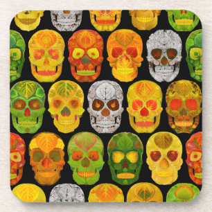 Aspen Leaf Skulls seamless pattern 2018 Coaster