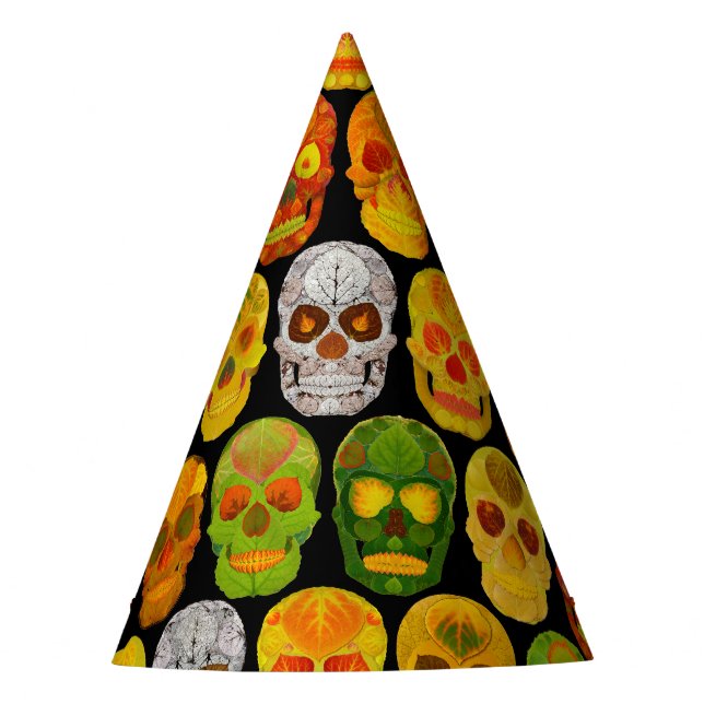 Aspen Leaf Skulls seamless pattern 2018 Party Hat (Front)