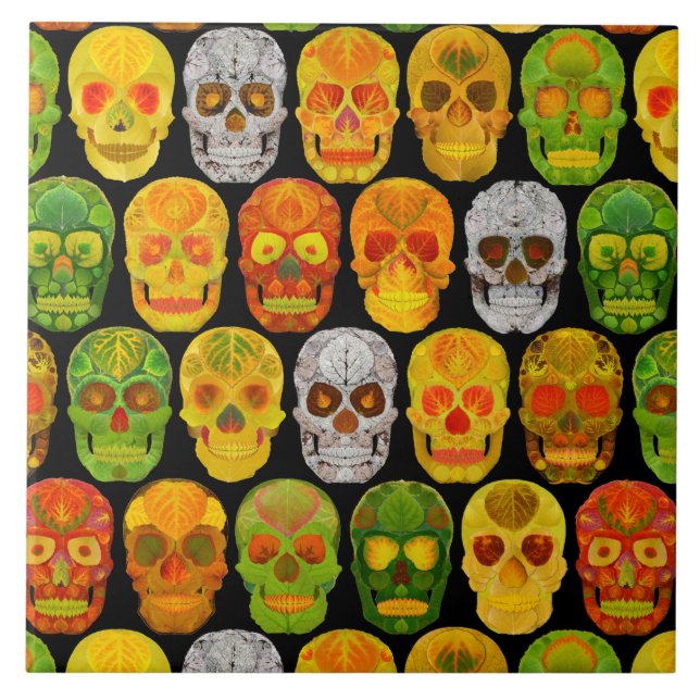 Aspen Leaf Skulls seamless pattern 2018 Tile (Front)