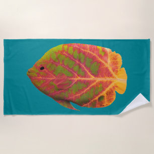 Aspen Leaf Tropical Fish 1 Beach Towel