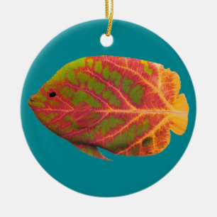Aspen Leaf Tropical Fish 1 Ceramic Tree Decoration