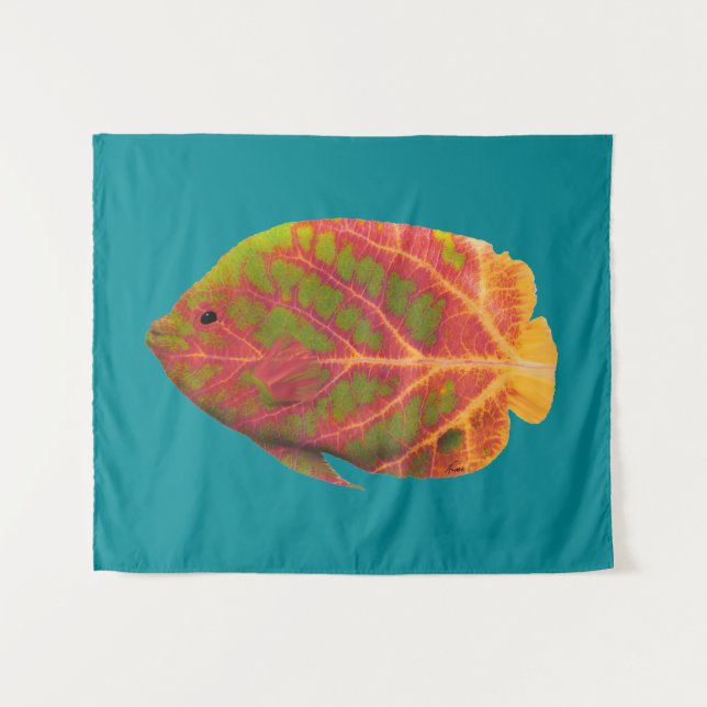 Aspen Leaf Tropical Fish 1 Tapestry (Front (Horizontal))