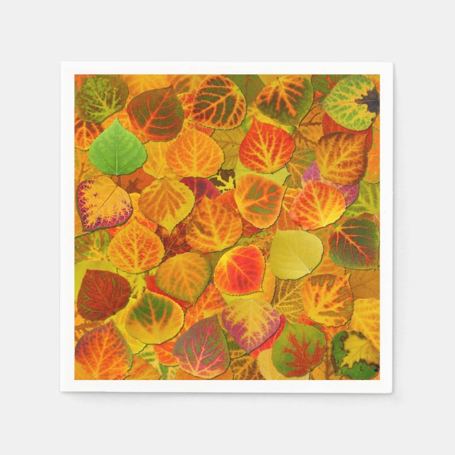 Aspen Leaves Collage Solid Medley 1 Napkin (Front)