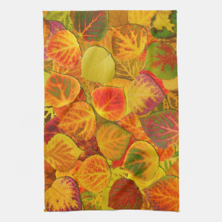 Aspen Leaves Collage Solid Medley 1 Tea Towel