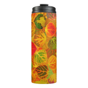 Aspen Leaves Collage Solid Medley 1 Thermal Tumbler