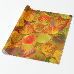 Aspen Leaves Collage Solid Medley 1 Wrapping Paper