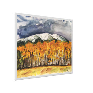 Aspen Mountains Watercolor Print Canvas 24x18