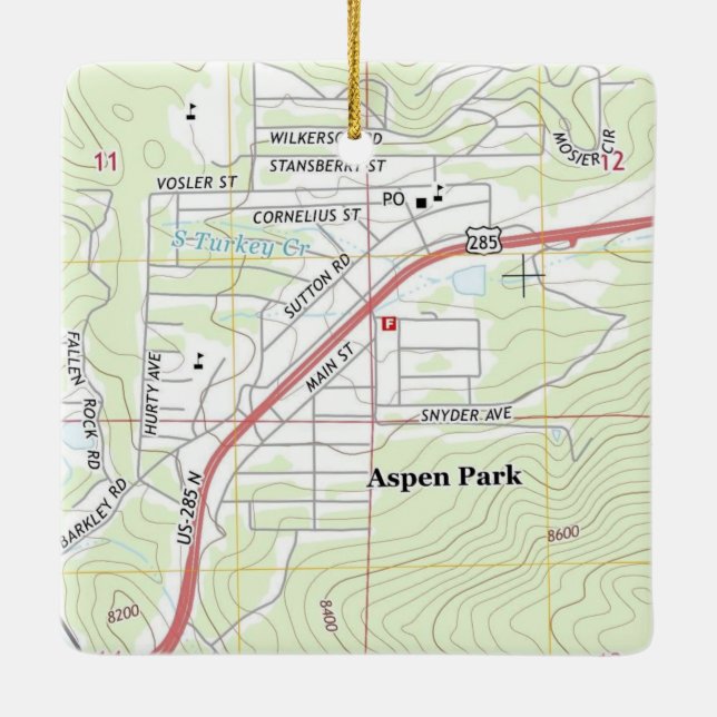 Aspen Park Colorado Topo Map Ceramic Ornament (Back)