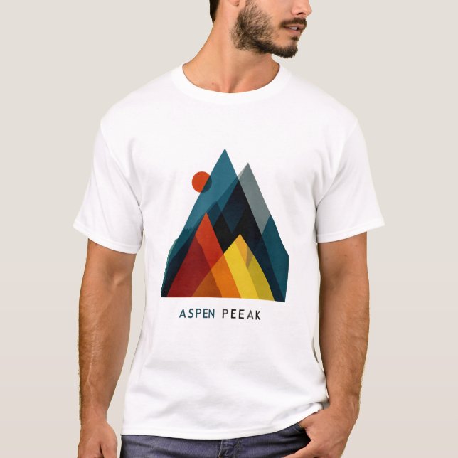Aspen Peak – Mid-Century Geometric Mountain Poster T-Shirt (Front)