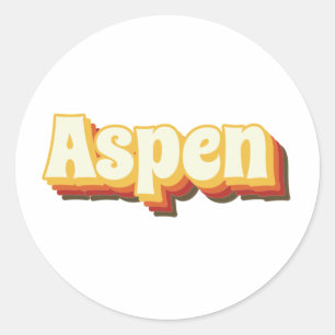 Aspen Retro Vintage Text Classic Round Sticker