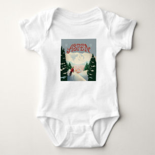 Aspen Skier   Colorado Baby Bodysuit