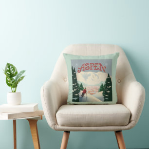 Aspen Skier   Colorado Cushion