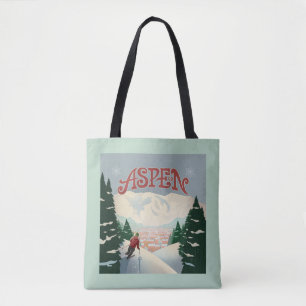 Aspen Skier   Colorado Tote Bag