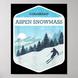 Aspen snowmass ski resort colorado snowboarding poster