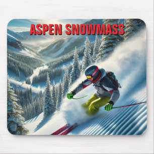 Aspen Snowmass Skier Skiing Mouse Mat