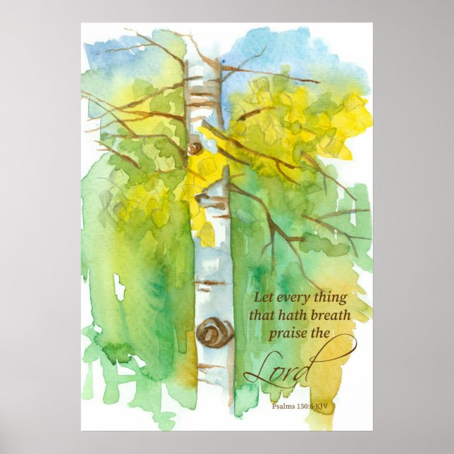 Aspen Tree Bible Scripture Psalms 150:6 Autumn Poster (Front)