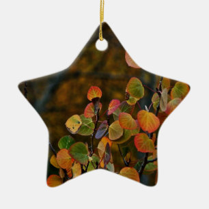 ASPEN TREE BRANCHES WITH FALL COLORED LEAVES CERAMIC TREE DECORATION