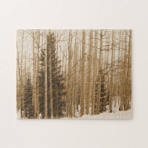 Aspen Tree Forest in Winter Puzzle
