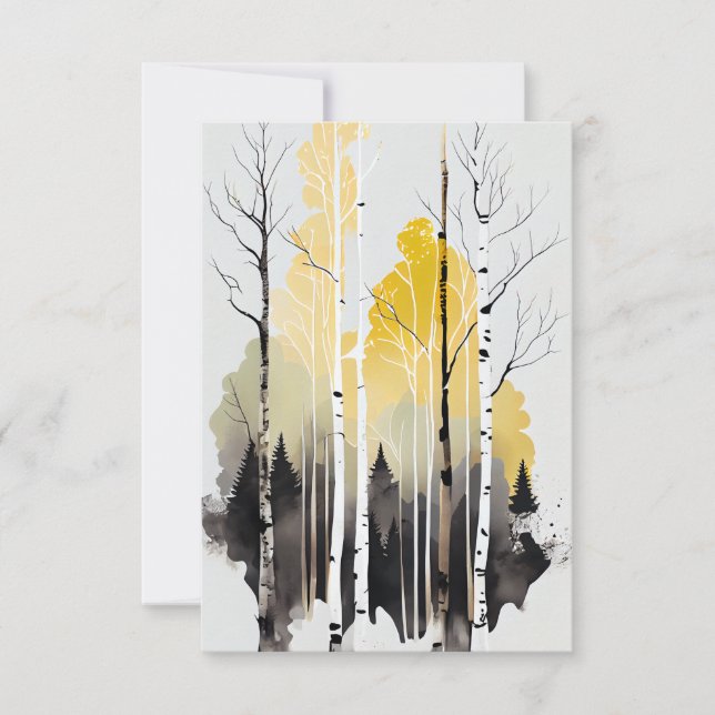 Aspen tree forest in winter thank you card (Front)