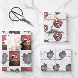 Aspen Tree Rustic Wood Heart Family Photo Xmas Wrapping Paper Sheet