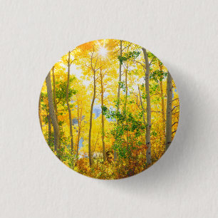 Aspen Trees In Fall Sierra Nevada Mountains, CA 3 Cm Round Badge