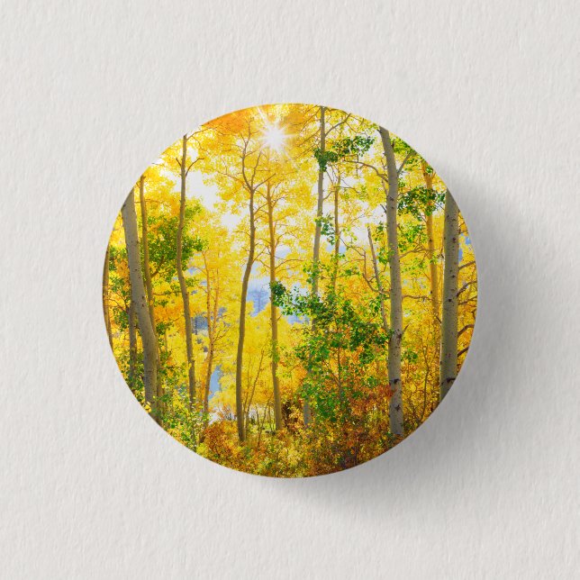 Aspen Trees In Fall | Sierra Nevada Mountains, CA 3 Cm Round Badge (Front)