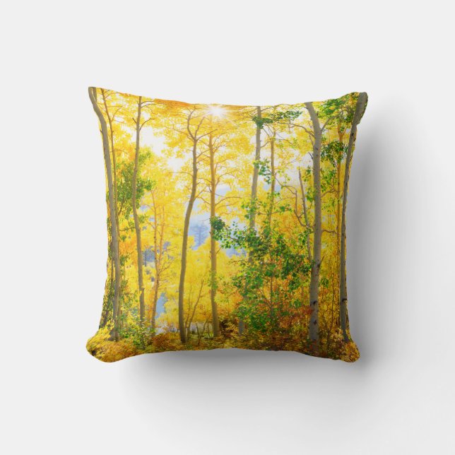 Aspen Trees In Fall | Sierra Nevada Mountains, CA Cushion (Front)