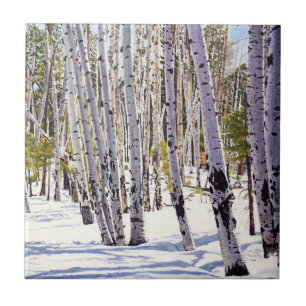 Aspen Trees in the Forest Tile