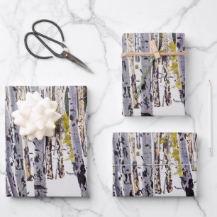 Aspen Trees in the Forest Wrapping Paper Sheet
