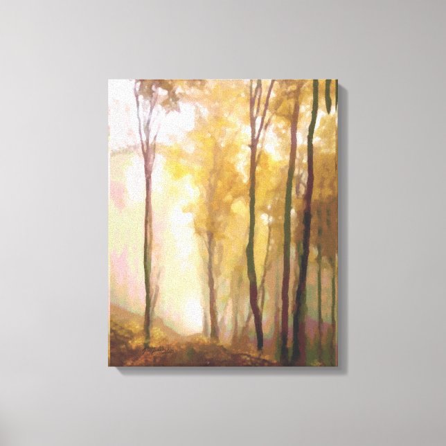 Aspen Trees in the Morning Mist Canvas Print (Front)