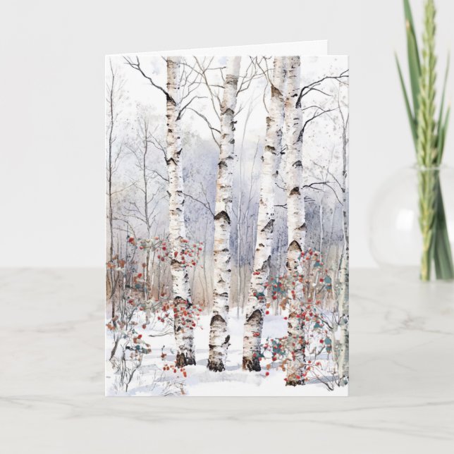 Aspen Trees in Winter Christmas Blank Card (Front)