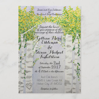Aspen Trees Nature Watercolor Wedding Invitations