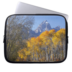 Aspen trees with the Teton mountain range Laptop Sleeve