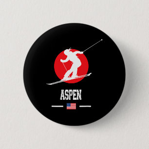 Aspen Usa Ski Resort Rocky Mountains American Skii 6 Cm Round Badge