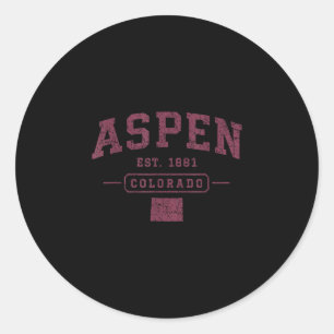 Aspen vintage sports colorado athletic throwback classic round sticker