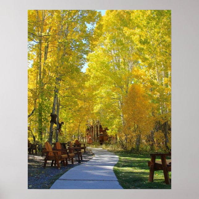 "Aspen Walkway", Portrait, Autumn Poster (Front)