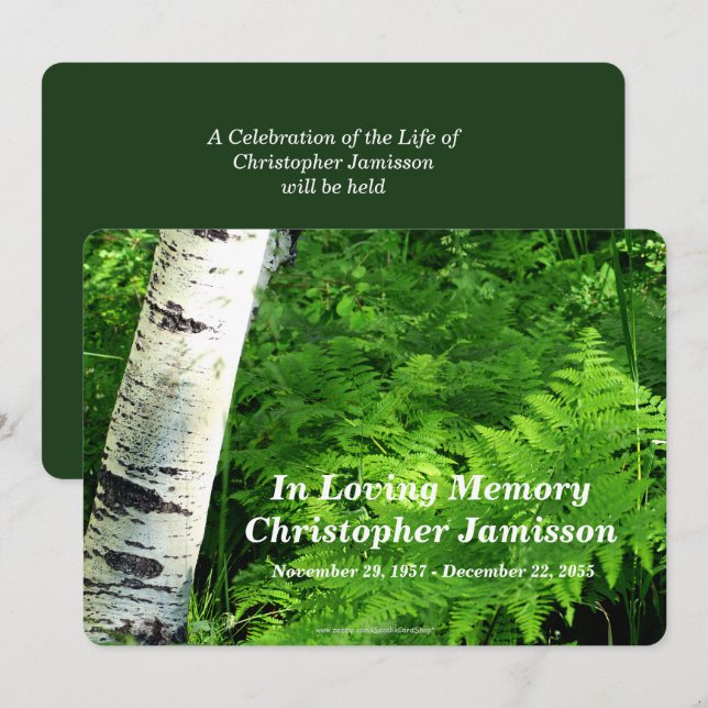 Aspen with Ferns, Celebration of Life Invitation (Front/Back)