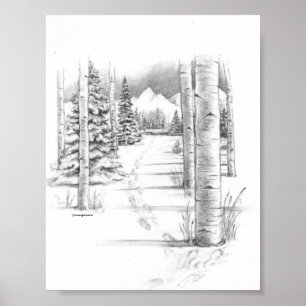 Aspens in Winter Poster
