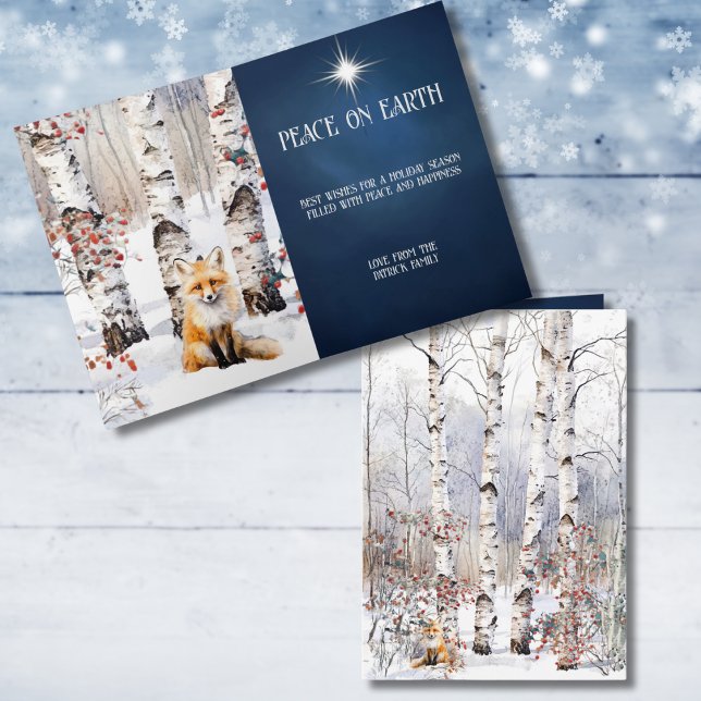 Aspens in Winter with Red Fox Christmas Card (Creator Uploaded)