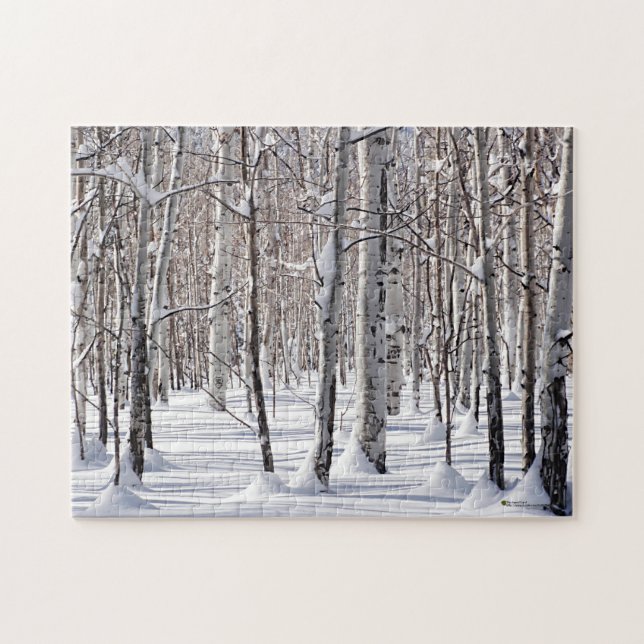 Aspens Trunks & Snow Blend Photograph Jigsaw Puzzle (Horizontal)