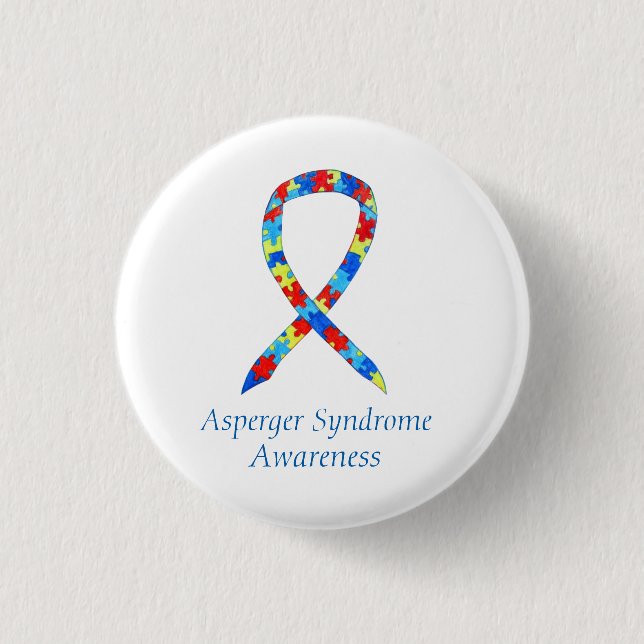 Asperger Syndrome Puzzle Custom Ribbon Pins (Front)